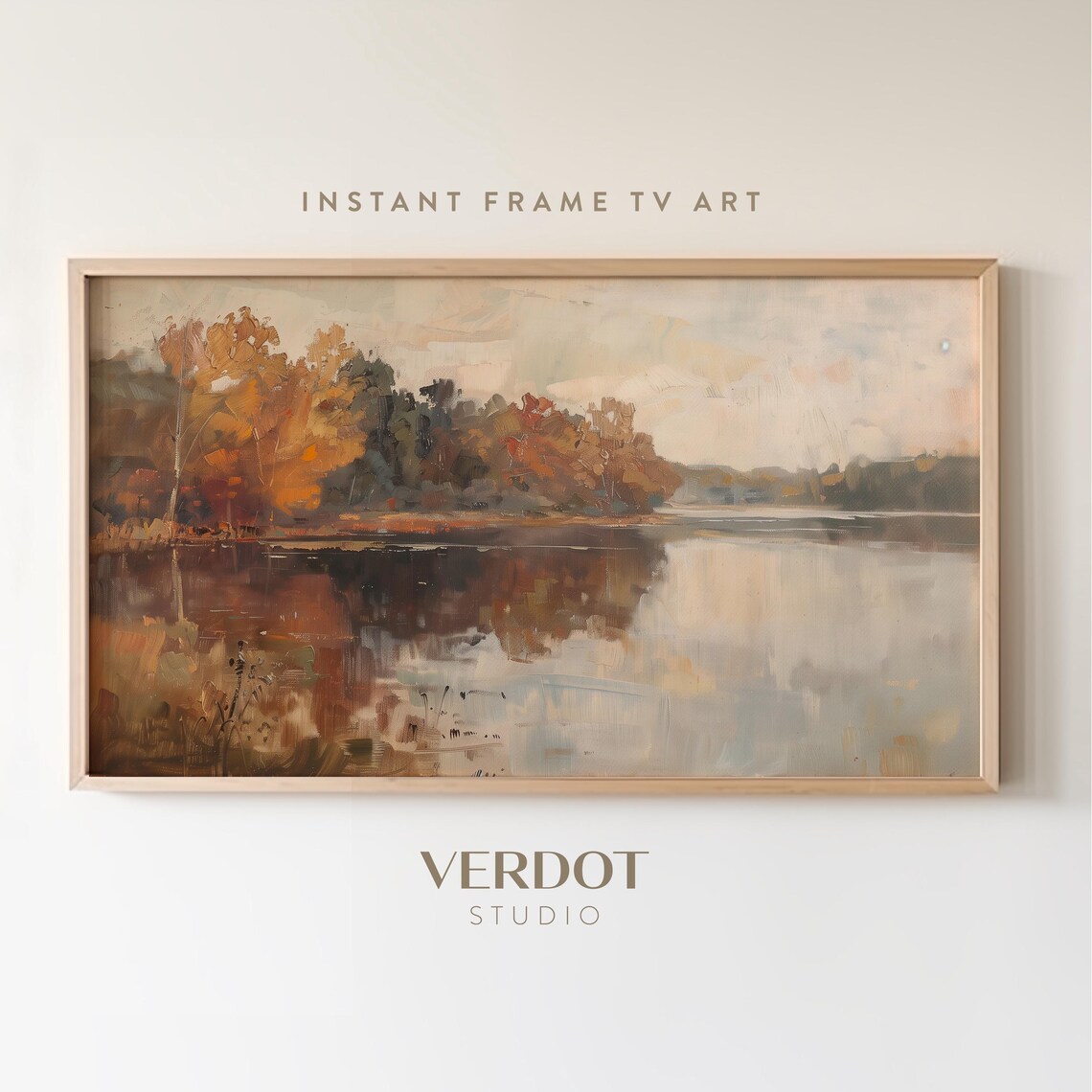 Fall Lake Art Print, Autumn Landscape Decor