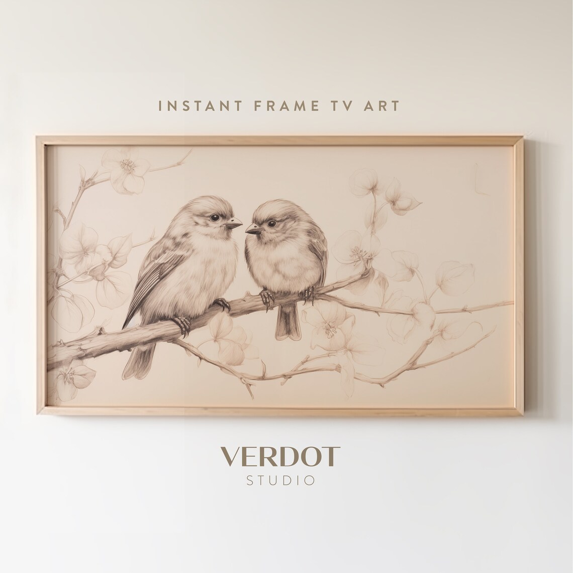 Valentines Day Love Birds Vintage Pencil Sketch Art Print