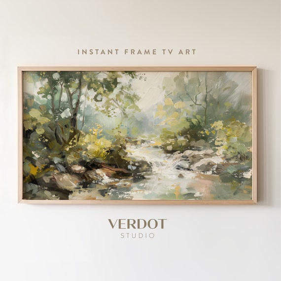 Spring Stream Landscape Art Print, Forest River
