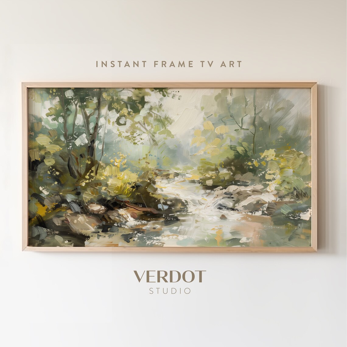 Spring Stream Landscape Art Print, Forest River