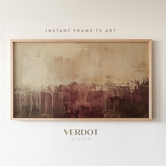 Fall Abstract Frame Tv Art Moody Modern Fall Painting Rustic Summer Decor Maroon Beige Gold Minimalist Tv Tv24129