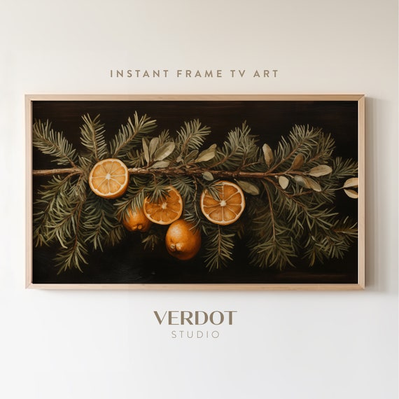 Botanical Christmas Garland Citrus Lemon Art Print