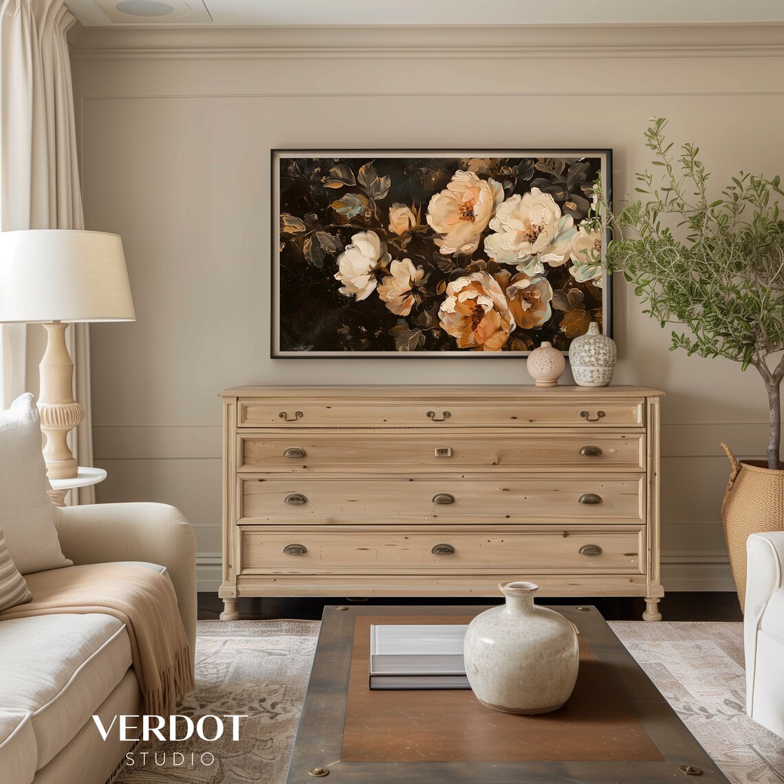 Dark Vintage Flowers Art Print, Rustic Floral - Image 4