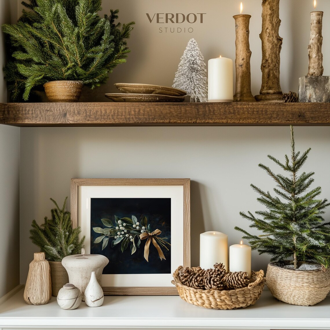 Vintage Mistletoe Christmas Print, Holiday Botanical - Image 3