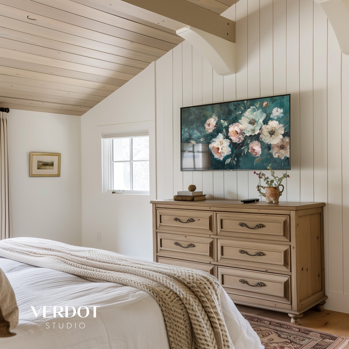 Dark Blue Vintage Flowers Art Print, Floral Botanical - Image 2