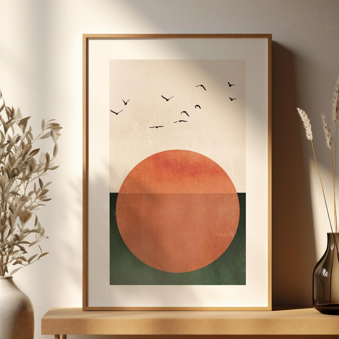Mid Century Modern Sunset Geometric Abstract Art Print