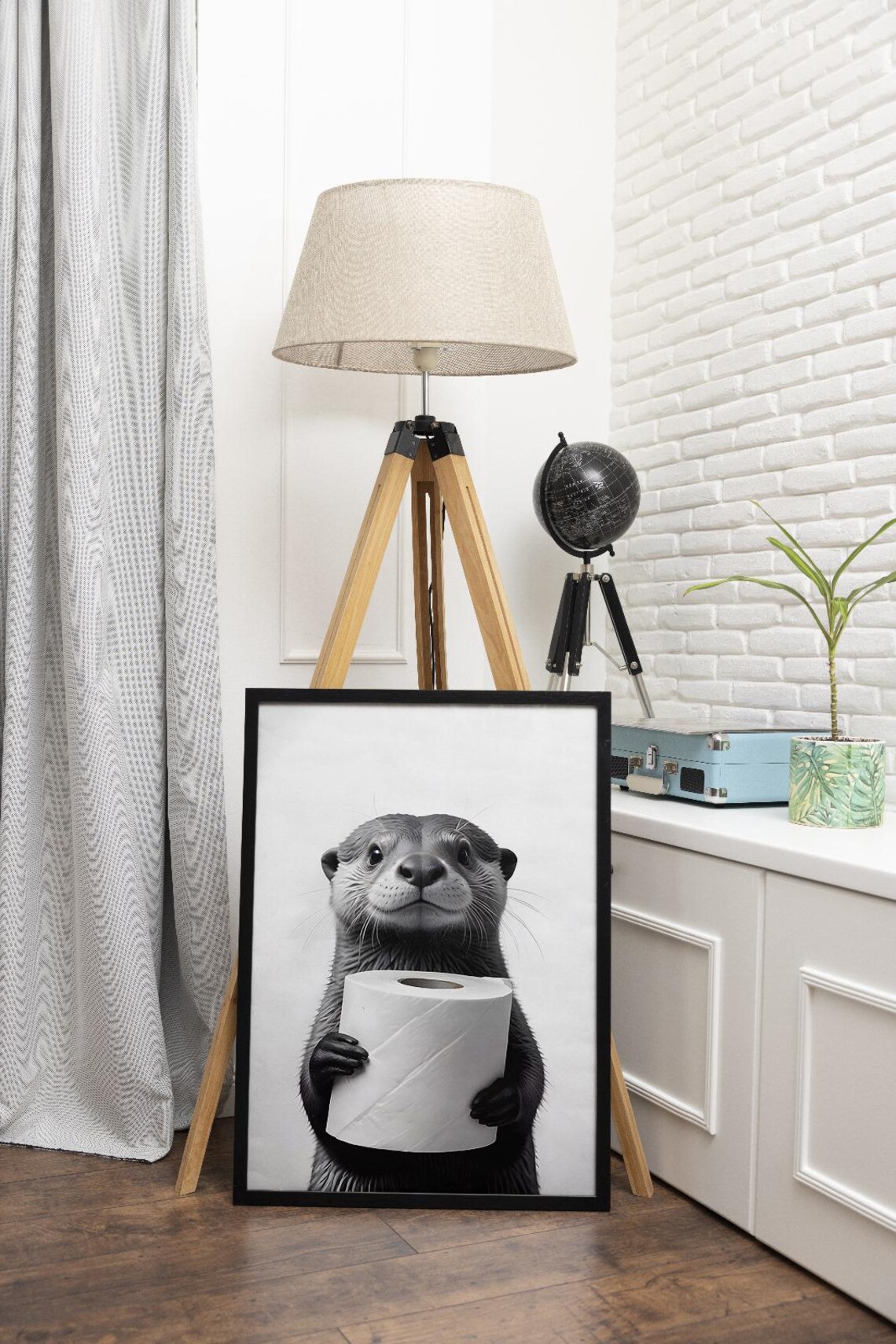 Funny Otter Bathroom Poster, Black And White Print - Image 3