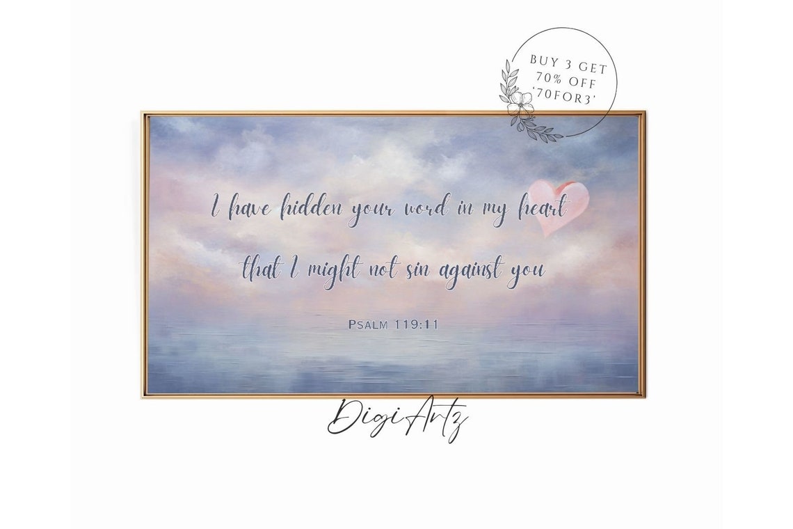 Psalm 119 Hidden Word In My Heart Pastel Sky Scripture Poster