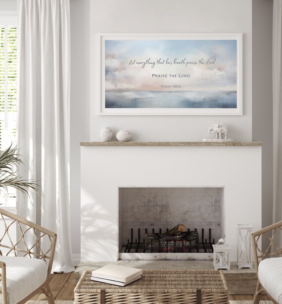 Psalm 150 6 Praise The Lord Seascape Watercolor Scripture Poster