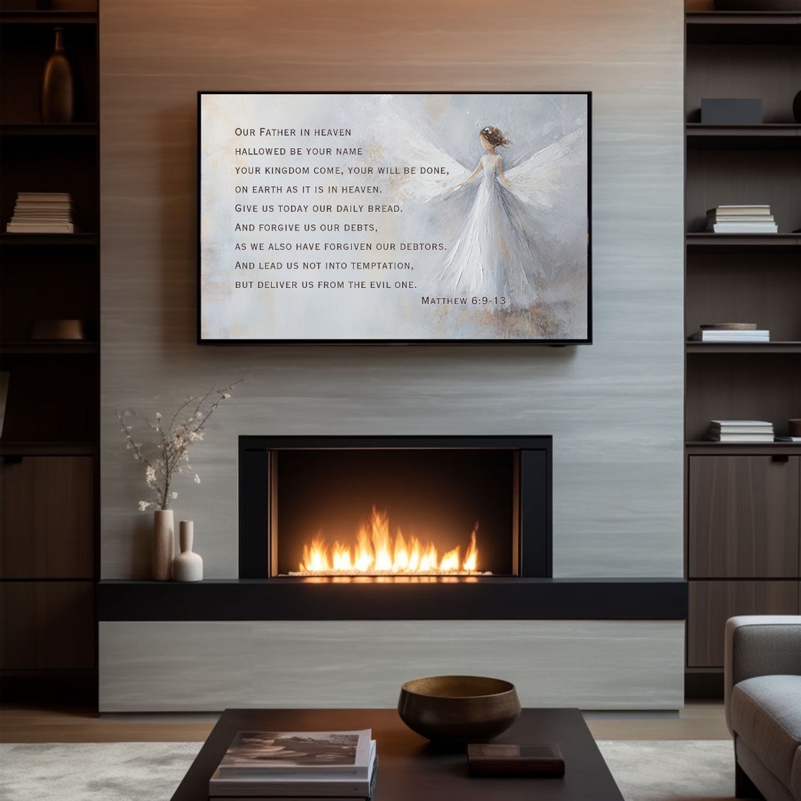 Frame Tv Christian Art Bible Verse Matthew 6 Scripture Your Kingdom Come Your Will Be Done Bible Quote Daily Bread Prayer Frame Tv - Image 2