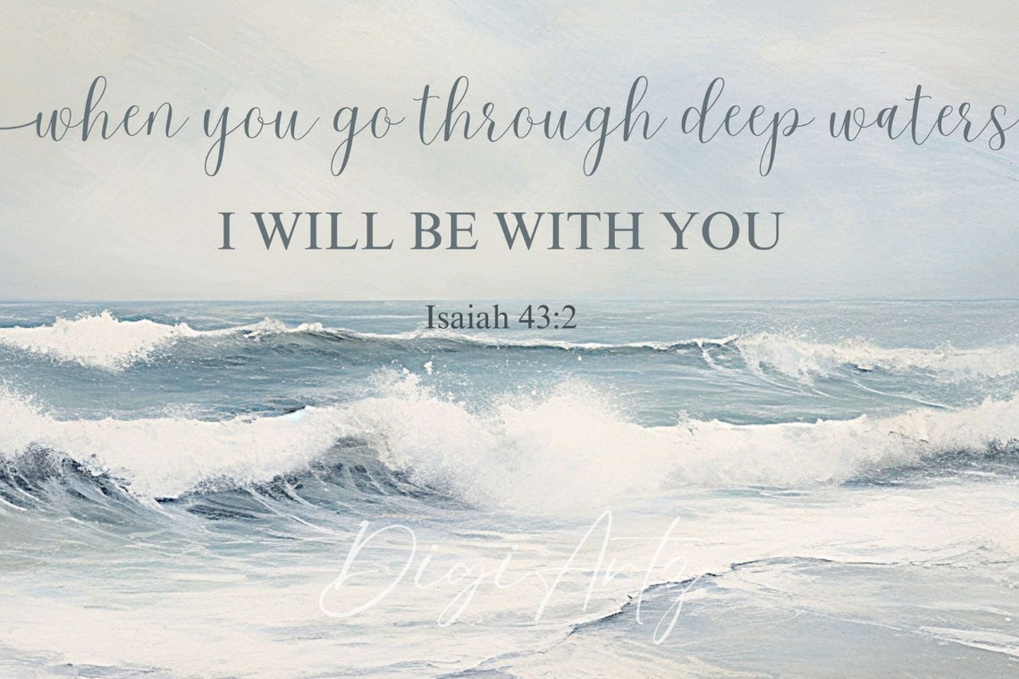 Isaiah 43 2 Bible Verse Ocean Waves Christian Scripture Poster - Image 6