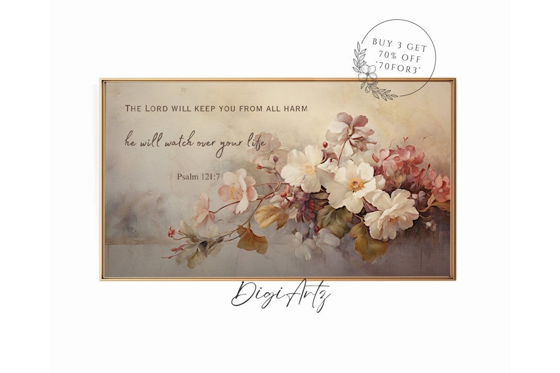 Psalm 121 Watch Over Your Life Floral Scripture Christian Poster