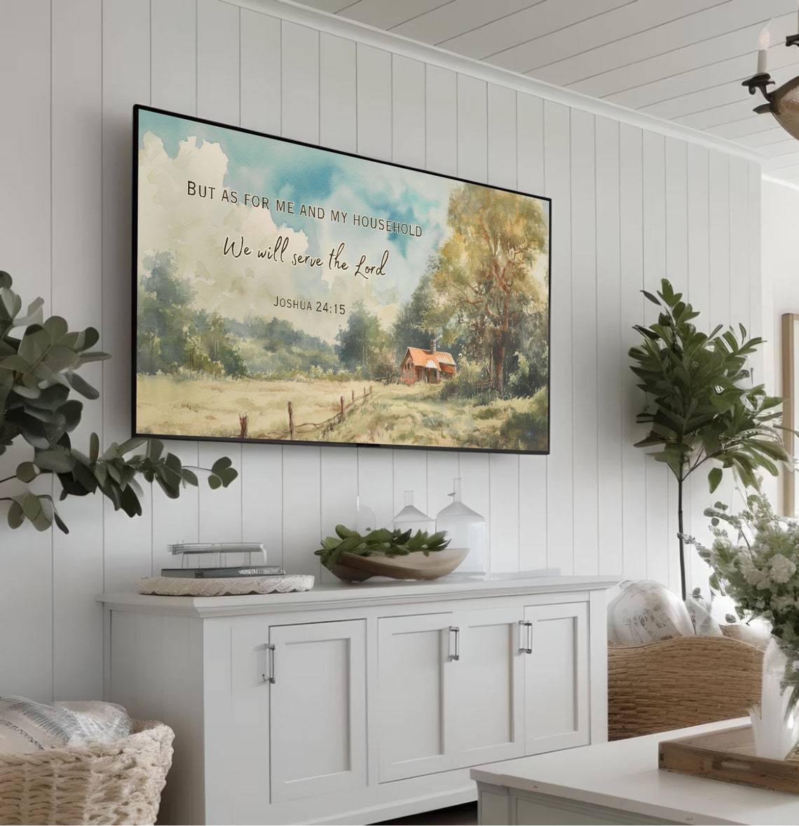 We Will Serve The Lord Joshua 24 15 Farm Watercolor Scripture Poster - Image 4