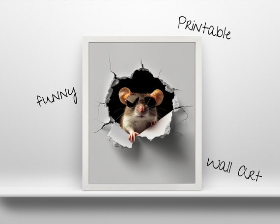 Funny Mouse In A Hole Wall Art L Fun Animal 3d Home Decoration Unique Design Room Decor Commercial Personal
