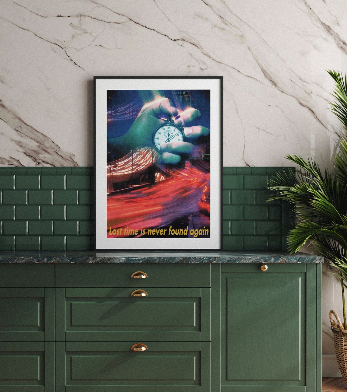Lost Time Is Never Found Again Stopwatch Highway Quote Poster - Image 3