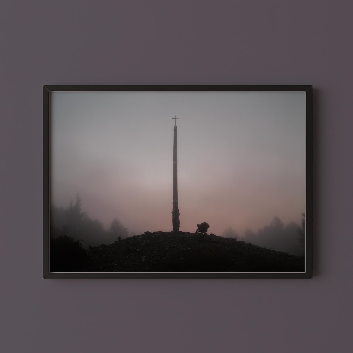 Camino de Santiago Cruz de Ferro Sunrise Pilgrim Spain Poster