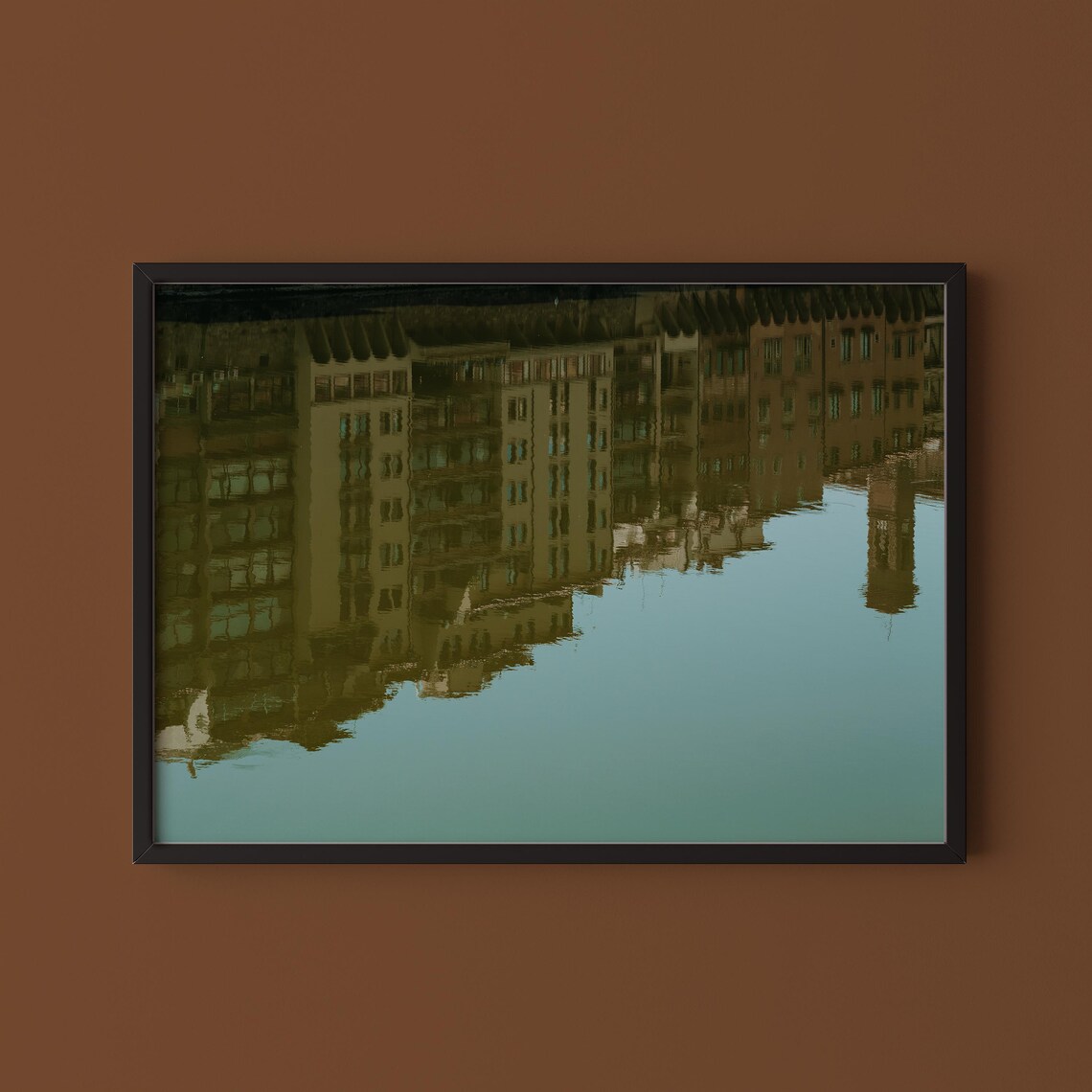Florence Arno River Mirror Reflection Historic Palazzi Photo Art Poster