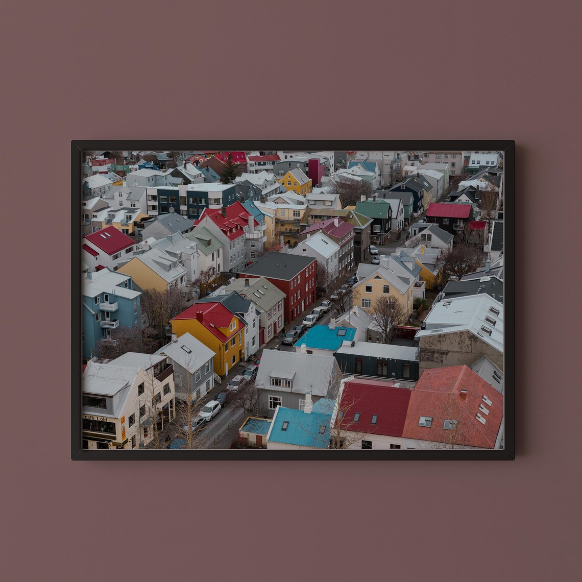 Reykjavik Iceland Colorful Rooftops Aerial City Photography Poster