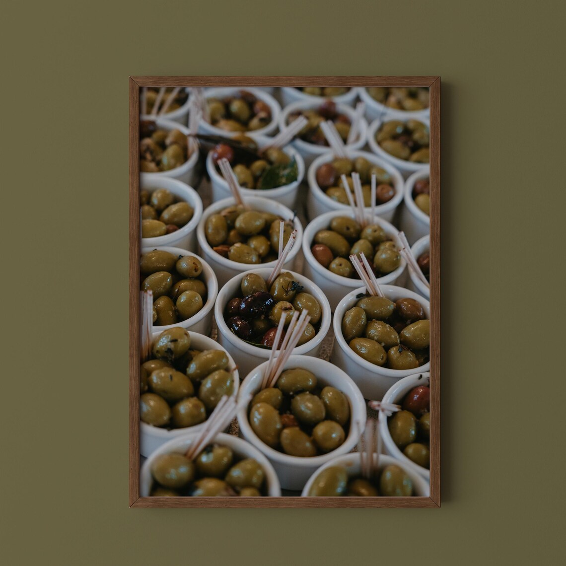 Mediterranean Olives in White Ceramic Bowls Kitchen Photography Wall Art