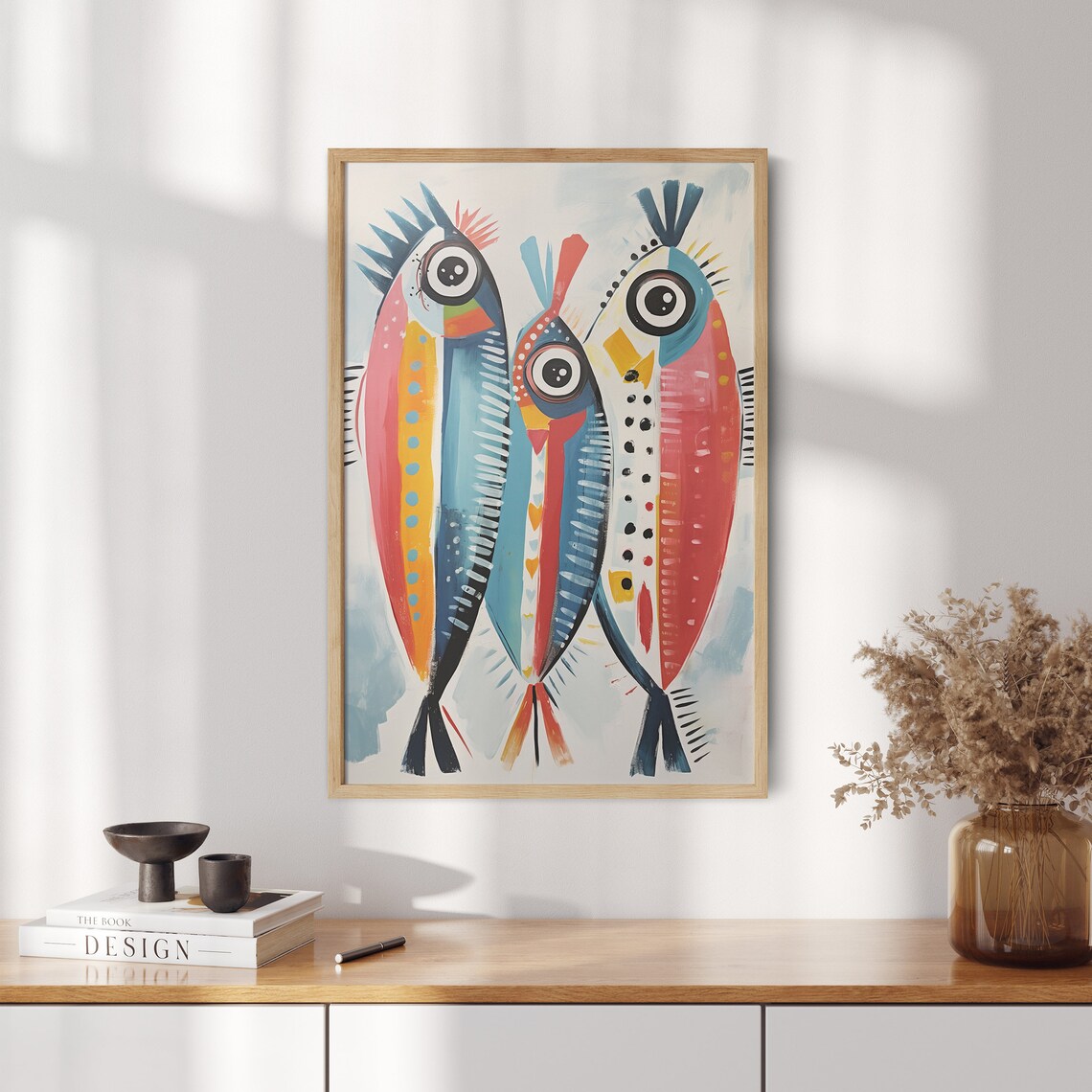 Vibrant Fish Trio Contemporary Abstract Painting Original Artwork Wall Decor Print Poster Wall Art - Image 2