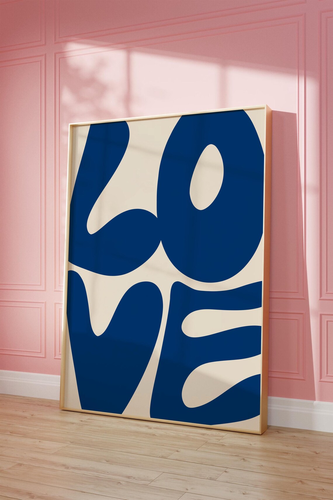 Love Navy Blue Retro Coastal Wall Art Print - Image 2