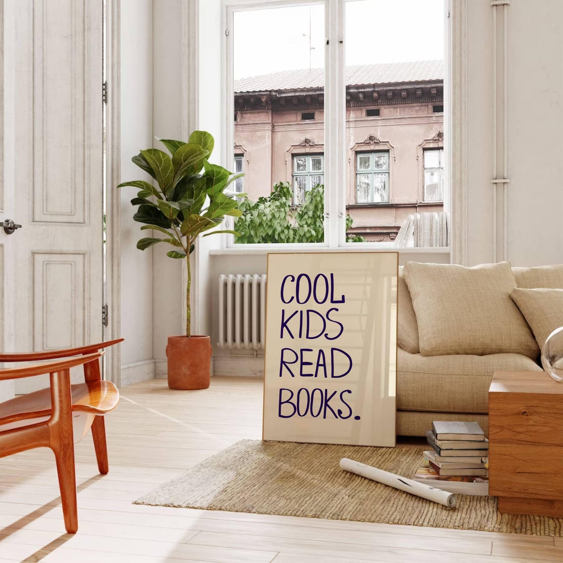 Cool Kids Read Books Navy Blue Kids Reading Quote Classroom Poster - Image 3
