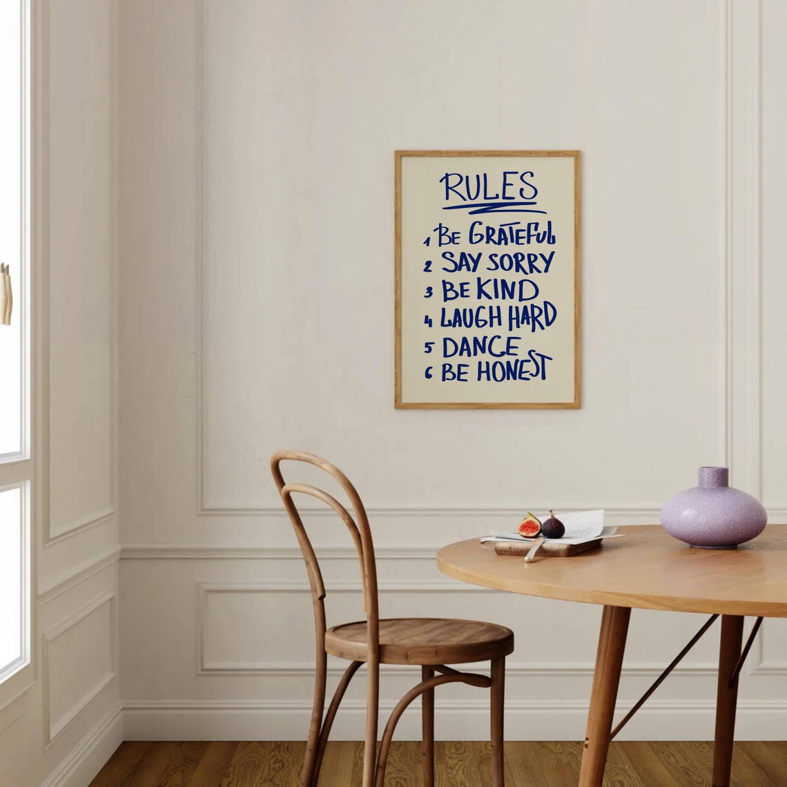 House Rules Navy Blue Inspirational Rules List Typography Poster - Image 2