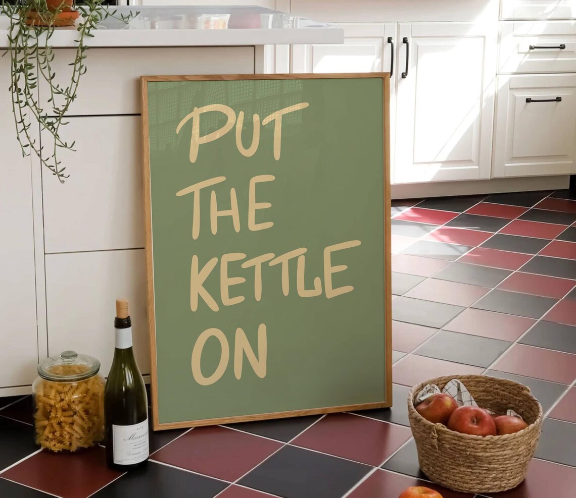 Put The Kettle On Retro Kitchen Quote Art Print - Image 2