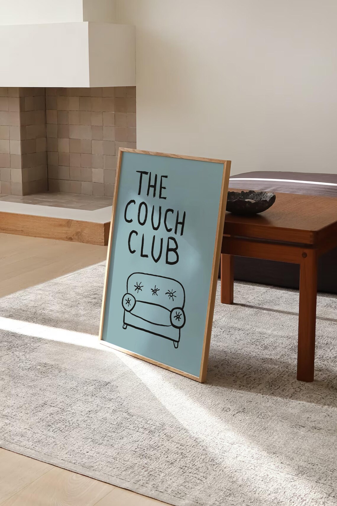 The Couch Club Blue Hand Drawn Sofa Quote Poster for Living Rooms - Image 2
