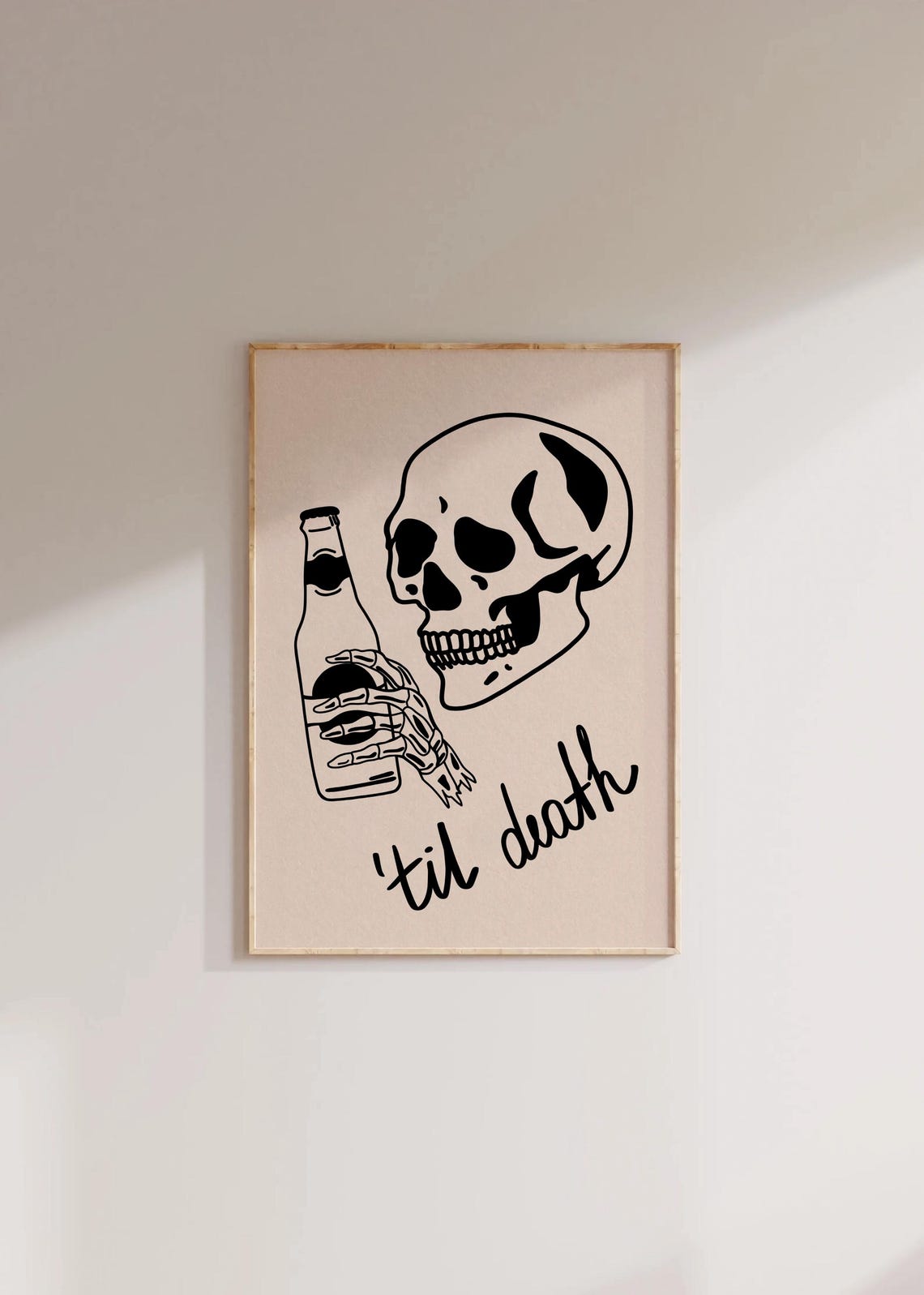 'Til Death Skeleton Skull Drinking Bottle Edgy Goth Quote Poster - Image 3