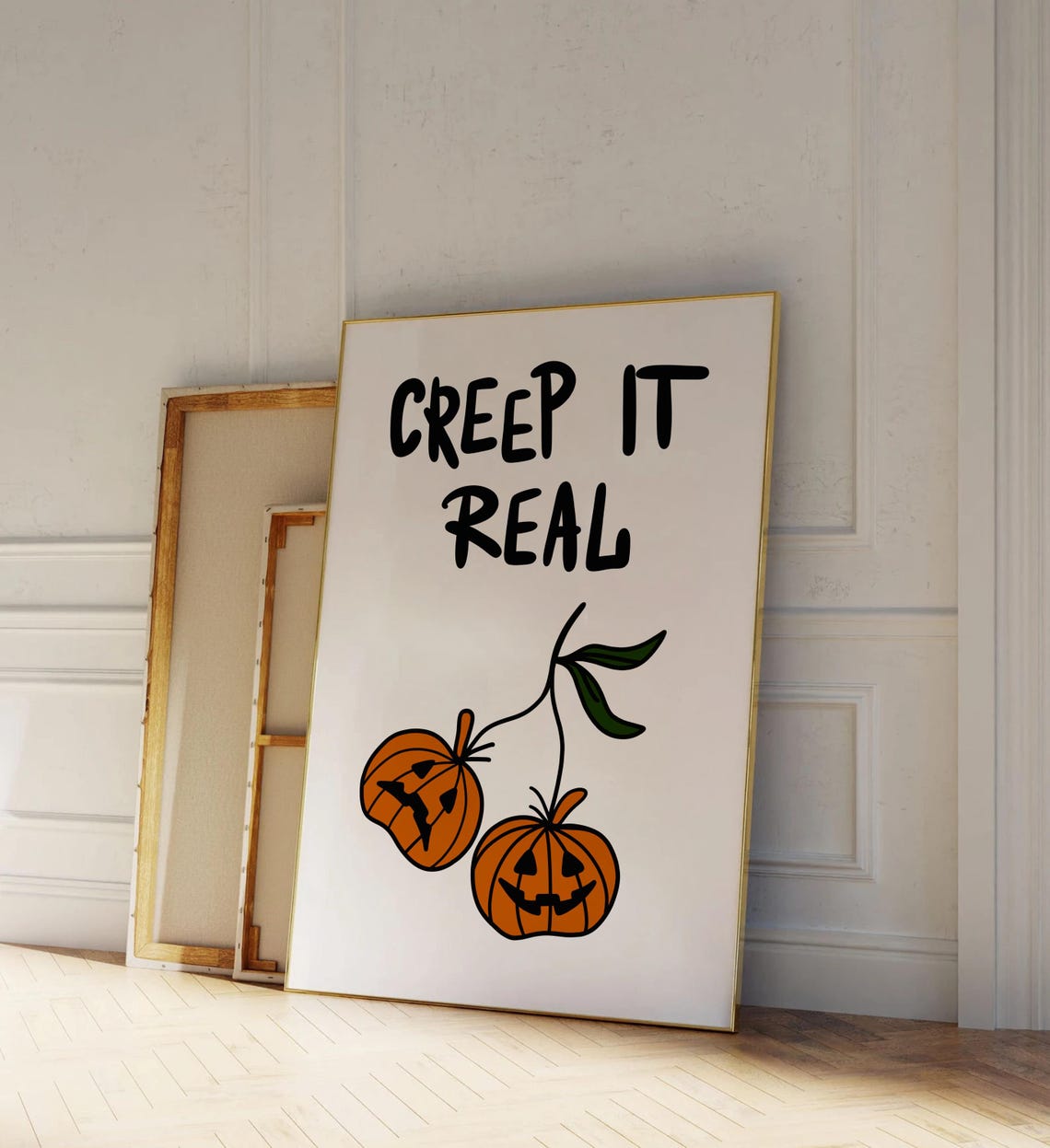 Creep It Real Funny Jack-O-Lantern Halloween Pumpkin Quote Poster - Image 3