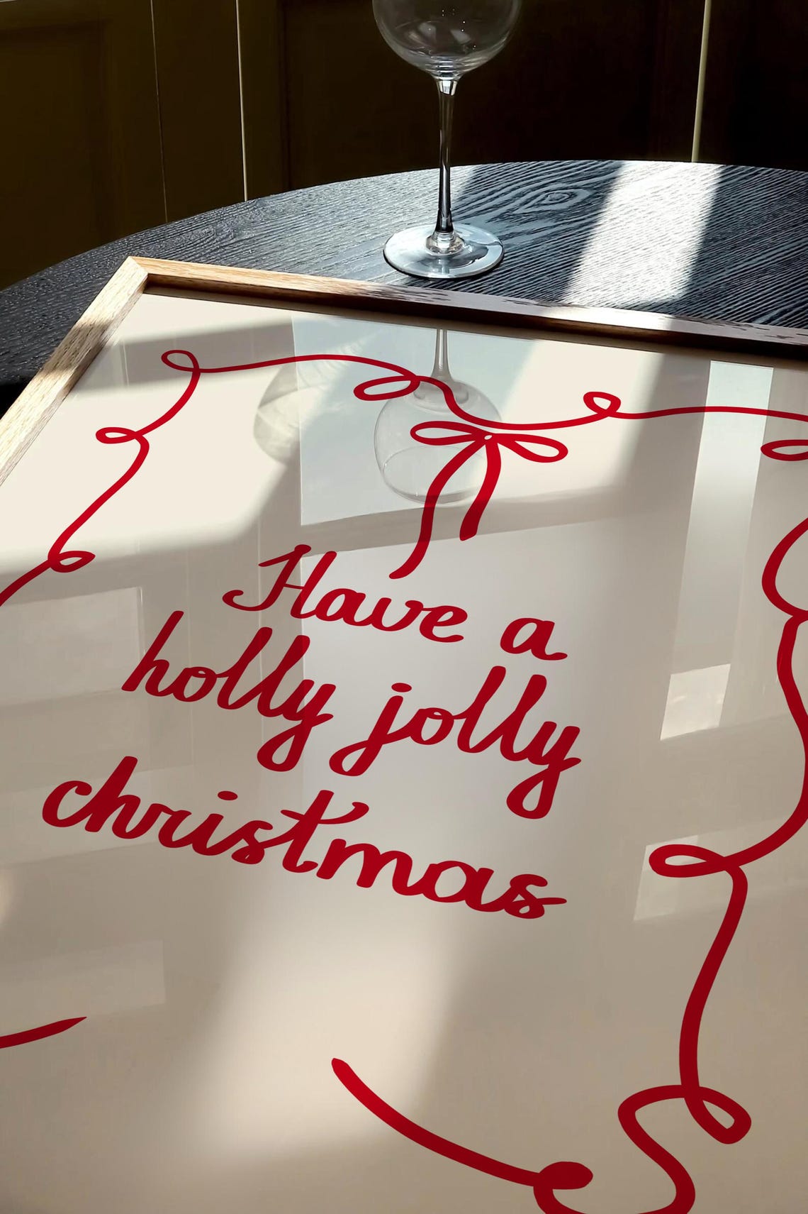 Have A Holly Jolly Christmas Red Ribbon Border Frame Quote Poster - Image 2