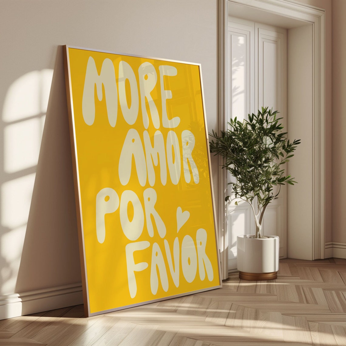 More Amor Por Favor Bright Yellow Love Affirmation Quote Poster - Image 2