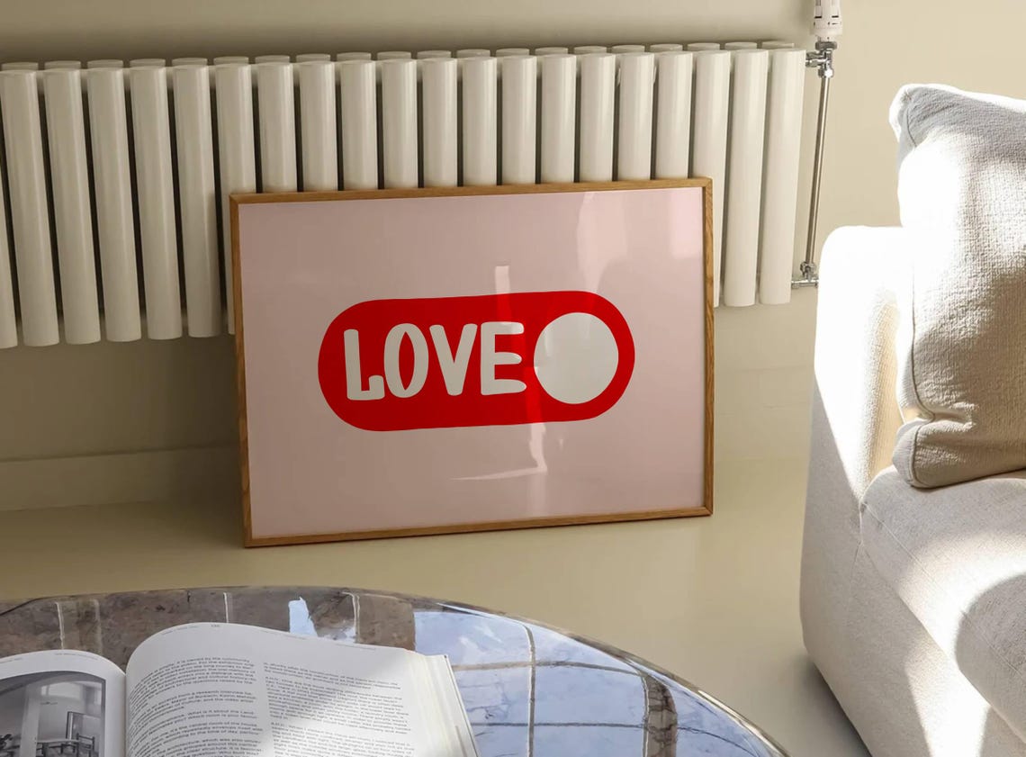 Love Toggle Switch Red Retro Pop Art Horizontal Dorm Room Poster - Image 3
