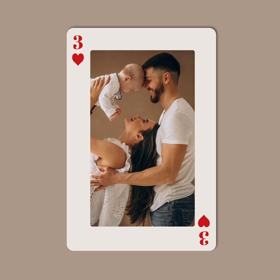 Custom Family Photo Playing Card Poster for Couples Anniversary Gift