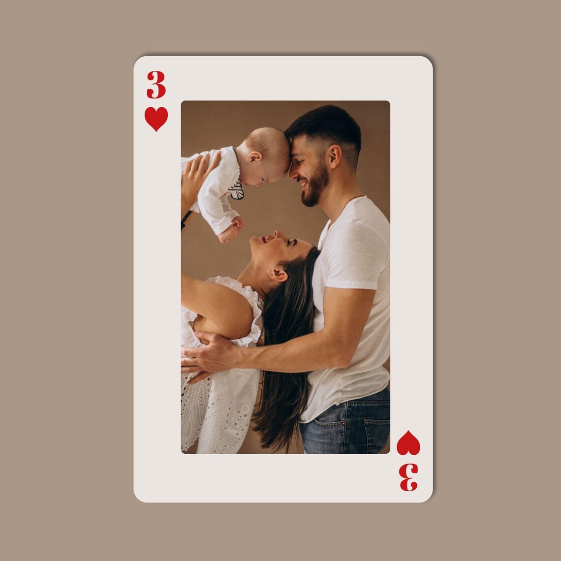 Custom Family Photo Playing Card Poster for Couples Anniversary Gift