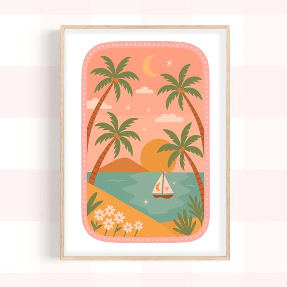 Dream Island Nursery Print Whimsical Kids Room Decor