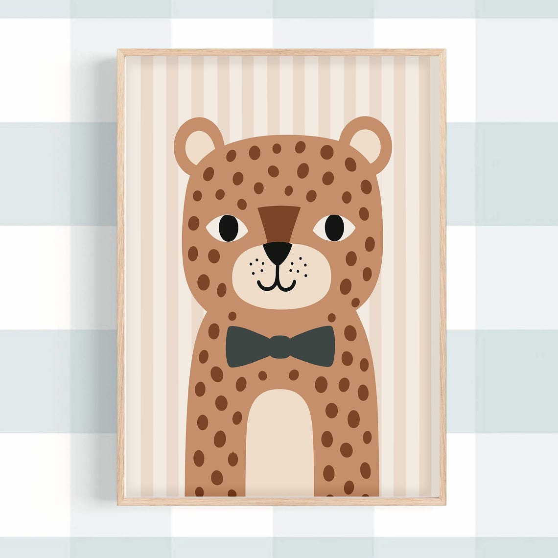 Cute Leopard Cub With Bow Tie Whimsical Nursery Animal Wall Art
