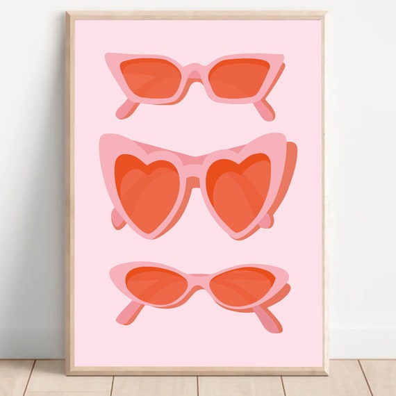 Cowgirl Heart Glasses Print Girly Apartment Decor Preppy Dorm Room Wall Art Western Coquette