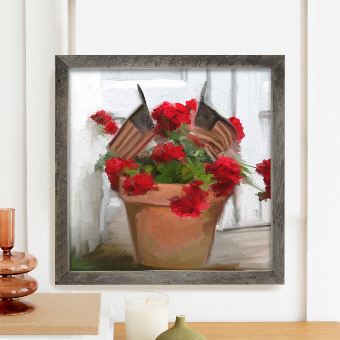 Geraniums With Flags, Summer Garden Art Print - Image 4