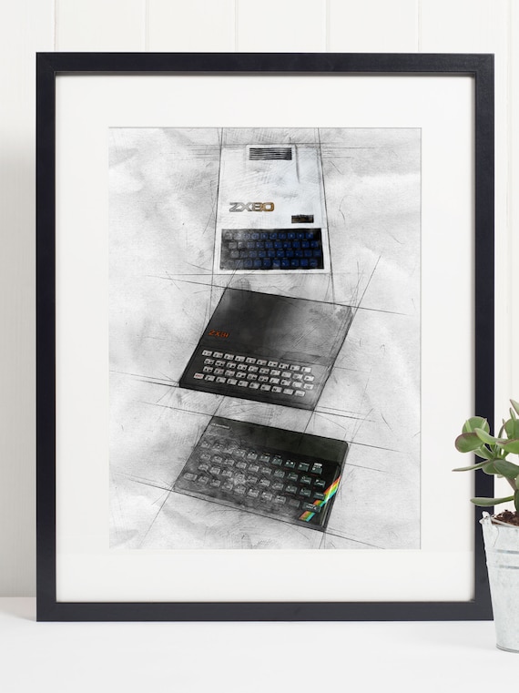 Sinclair ZX80 ZX81 ZX Spectrum Retro Computer Sketch Art Print
