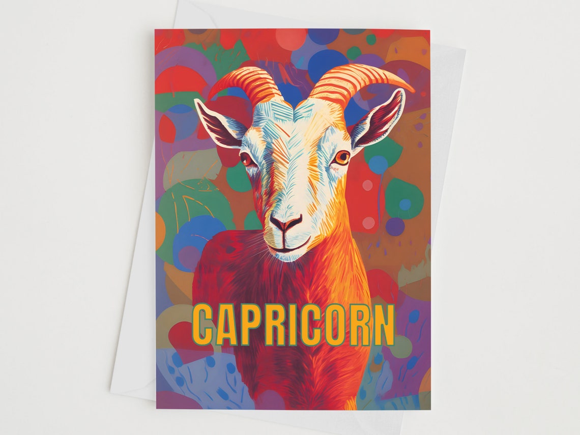Capricorn Zodiac Greeting Card Star Sign Art Birthday