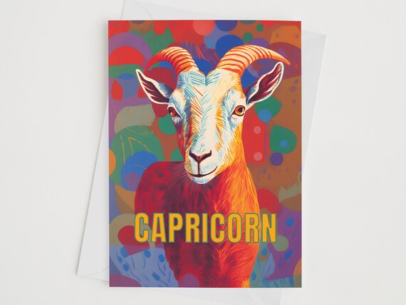 Capricorn Zodiac Greeting Card Star Sign Art Birthday