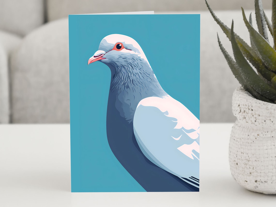 Pigeon Greeting Card Minimal Art Birthday Print