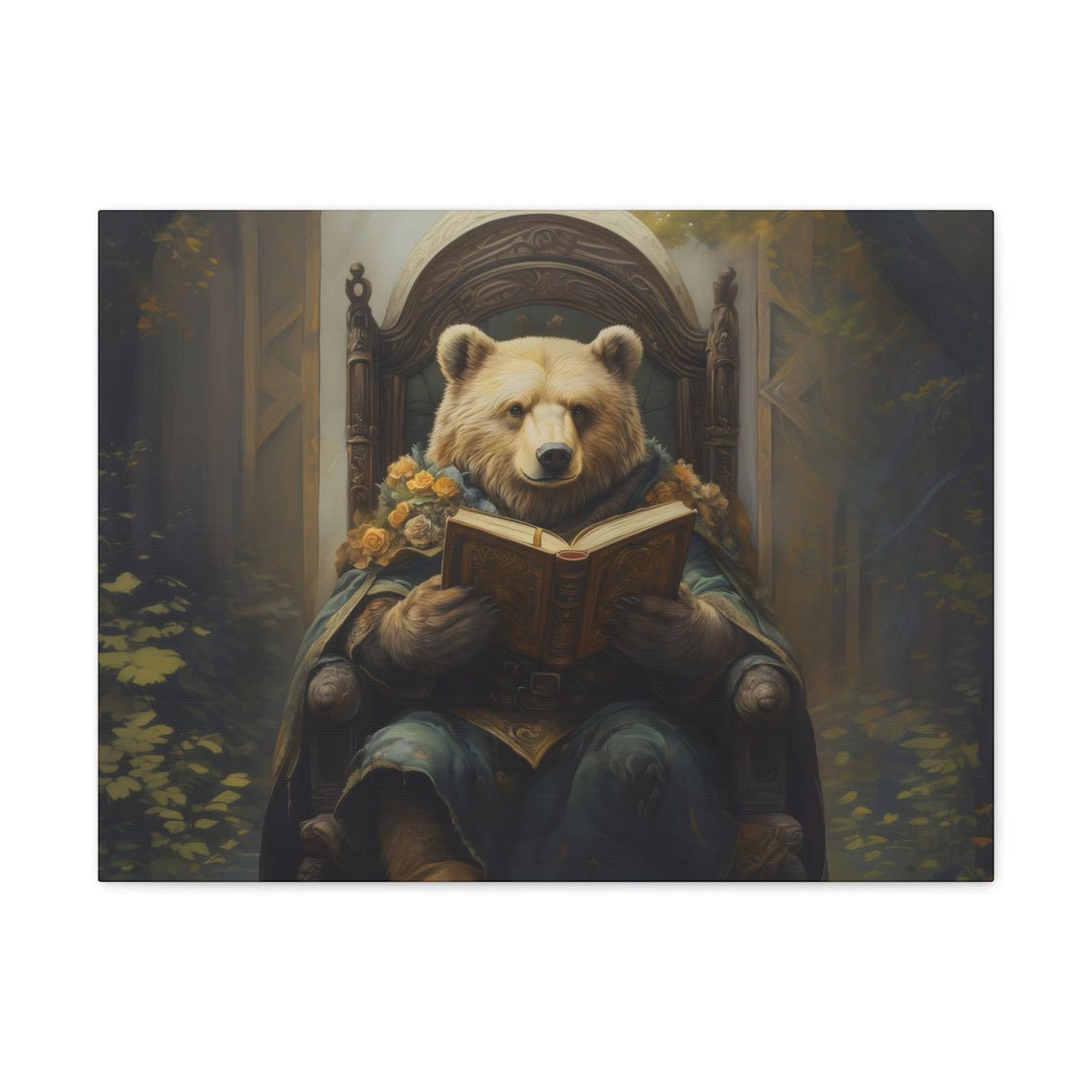 Eclectic Victorian Bear Reading Print Bold Altered Animal Portrait Fantasy Fun Colorful Renaissance Rustic Art - Image 3