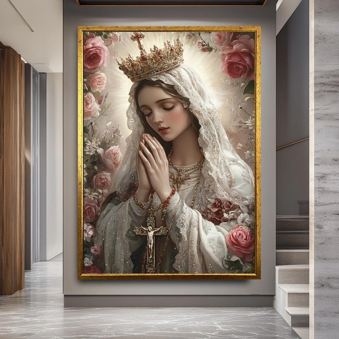 Holy Virgin Mary Floral Madonna Art Print