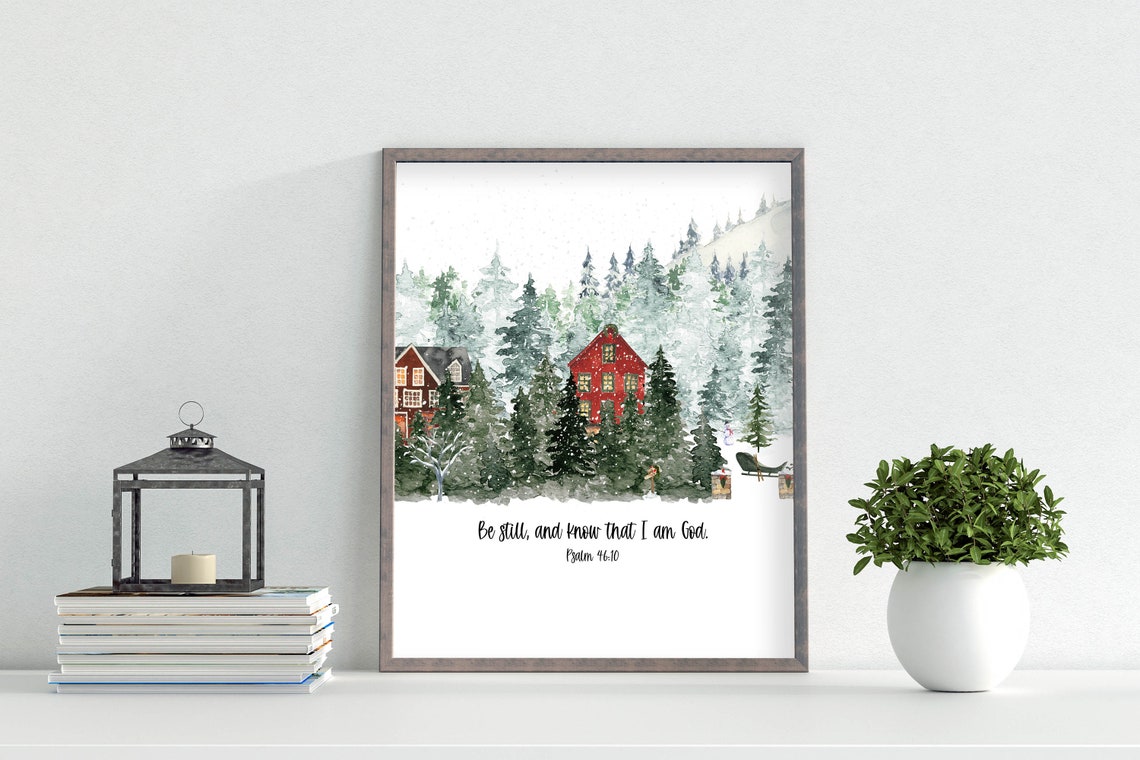 Be Still and Know That I Am God Psalm 46:10 Winter Forest Wall Poster - Image 3