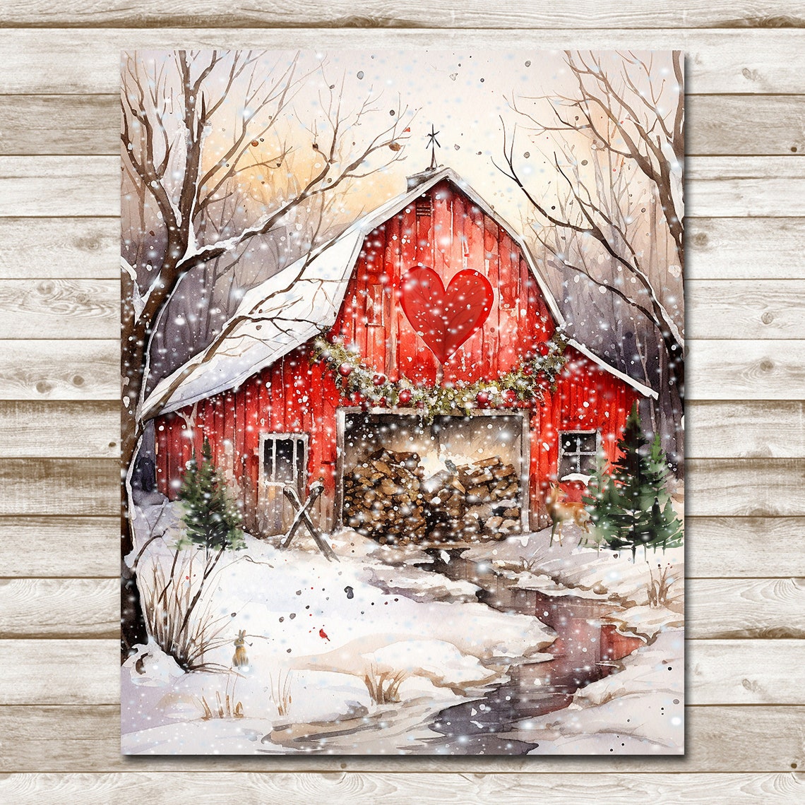 Valentine Woodland Barn Country Decor 5x7 8x10 85x11 11x14 16x20 Farmhouse Holiday Wall Art Diy Holiday Decor Valentine Sign - Image 10