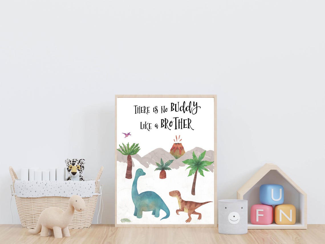 There Is No Buddy Like A Brother Watercolor Dinosaur Kids Room Poster - Image 8