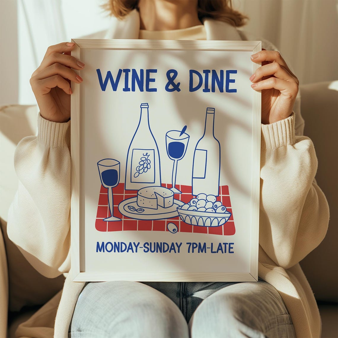 Wine Dine Club Retro Wine Poster, Mid-Century Modern - Image 2